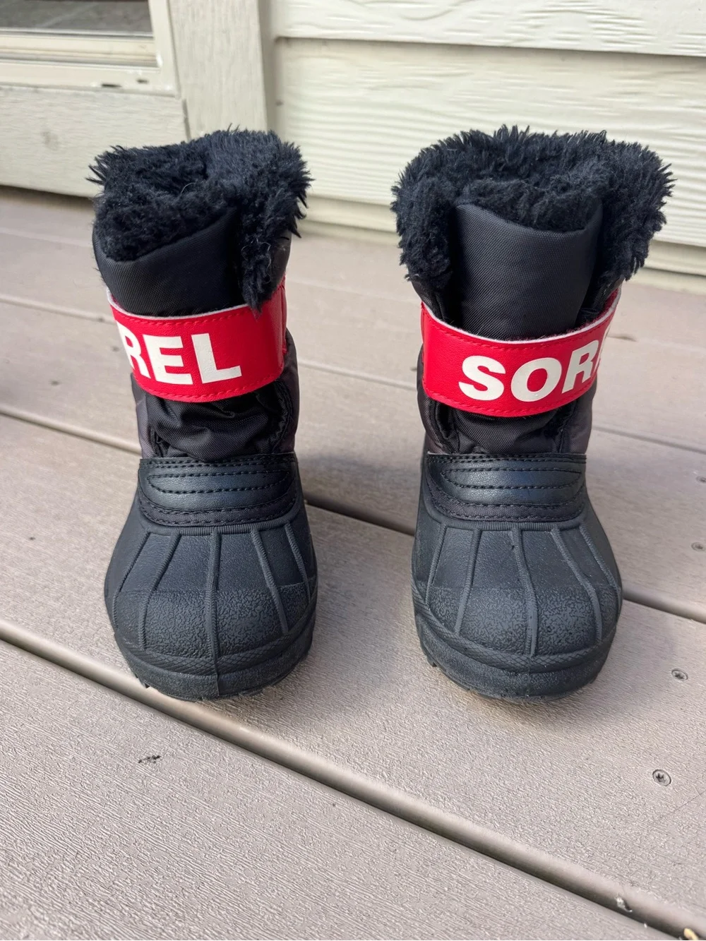 Sorel Kids Black and Red Insulated Snow Boots
